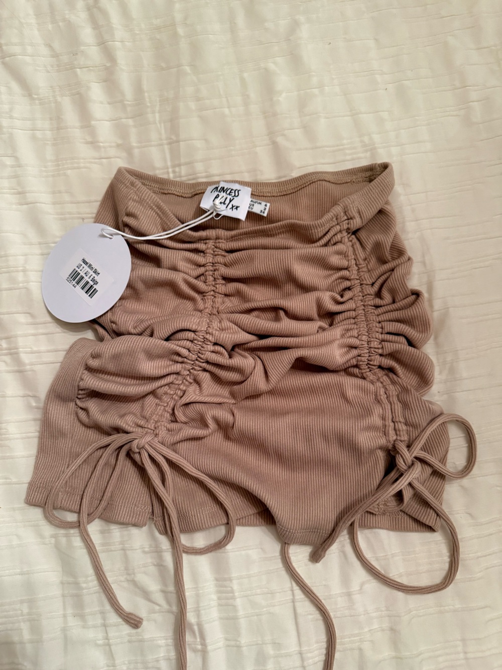 Princess Polly Beige Ruched Mini Skirt